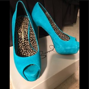Jessica Simpson blue heels.